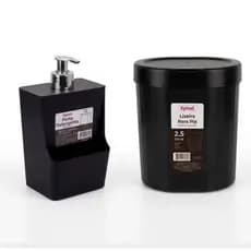 Kit Organização de Pia: Lixeira Compacta 2,5L + Porta Detergente 550ml