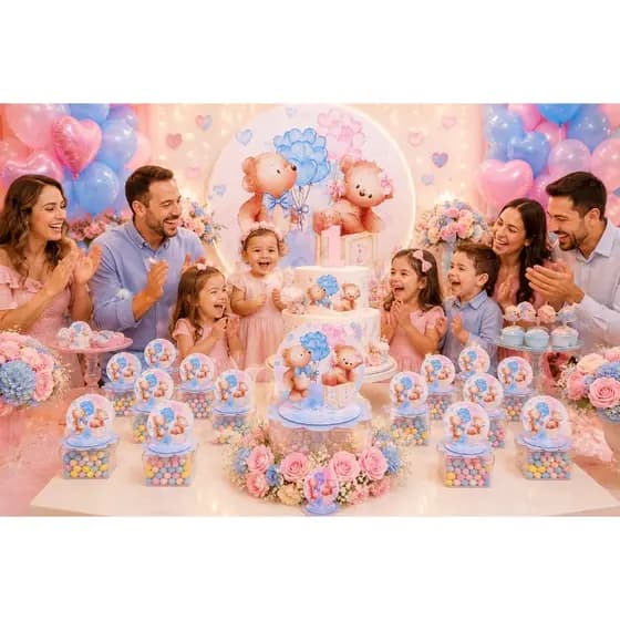 Aplique 3D Chá Revelação ursinhos para Caixinha Acrílica Lembrancinha Festa Infantil Envio imediato