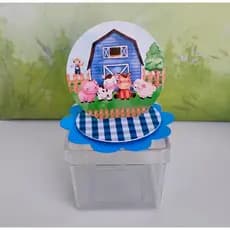 Aplique 3D TAG Lembrancinha Aniversário Festa Infantil para Caixa Acrílica Fazendinha
