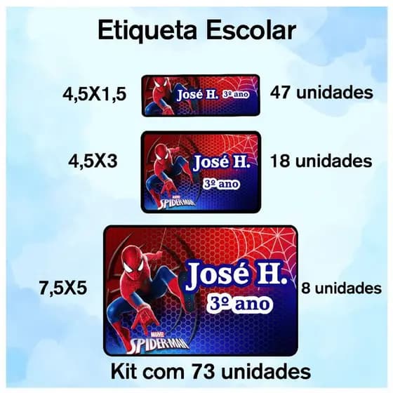 Kit 73 Etiquetas Escolares Adesivas para Material Escolar - Herói - Envio rápido