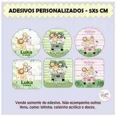 Adesivos Safari Redondos ou Quadrados 5x5cm - Personalizado para Lembrancinhas ENVIO RÁPIDO