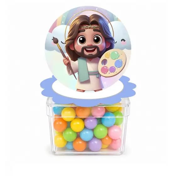 Aplique 3D para Caixa Acrílica Jesus O maior Pintor | Aniversário | Festa Infantil | ENVIO IMEDIATO