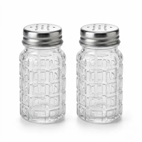 Saleiro Pimenteiro Vidro Duas Peças Texturizado com Tampa Inox Conjunto Mesa Cozinha Uso Diário