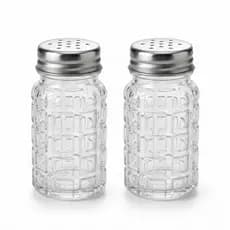 Saleiro Pimenteiro Vidro Duas Peças Texturizado com Tampa Inox Conjunto Mesa Cozinha Uso Diário