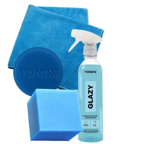 KIT LIMPA VIDROS GLAZY C/ PANO E APLICADOR  VONIXX