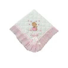 Manta De Lese Bordada e Forrada Coroa Urso E Eestrelas/Personalizada Infantil Menino Menina