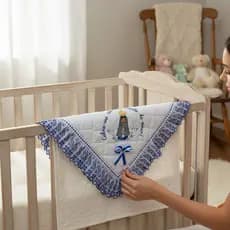Manta De Lese Bordada e Forrada Nossa Senhora Aparecida Infantil Menino Menina