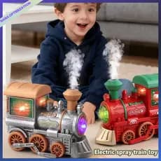 Trem De spray universal Elétrico retro Locomotiva Música Luzes Vapor Fumar Brinquedos Educativos Das Crianças