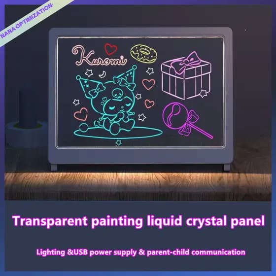 Prancheta Luminosa Infantil DIY Apagável LED Fluorescente Brinquedo Vidro Temperado graffiti Placa De Escrita