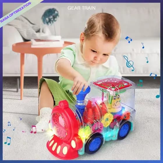 Trem De Engrenagem Transparente universal Elétrico , Iluminação Musical , Brinquedos Infantis
