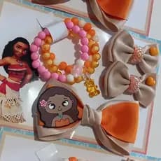 KIT LAÇO COM PULSEIRA KIT LAÇO MENINA PRESENTE KIT DE LAÇOS MOANA