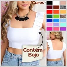 Cropped Feminino Alcinha Babado Suplex Com Bojo Tendência
