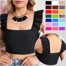Cropped Top Alcinha Babado Feminino Suplex blogueira