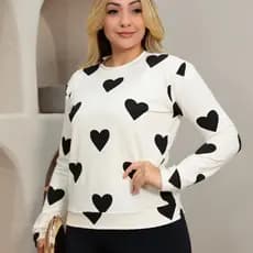 Blusa Feminina Moletinho Premium Manga Coração Gola Redonda Casual Confortável Manga Curta Verão