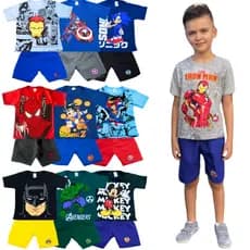 Conjunto Infantil Kit Sortido 4 Peças Menino - 2 Camisetas e 2 Bermudas