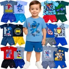 Conjunto Infantil Kit Sortido 10 Peças De Roupas Menino - 5 Camisetas + 5 Bermudas