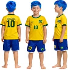 Conjunto Infantil do Brasil - Camiseta Infantil do Brasil + Bermuda Infantil do Brasil