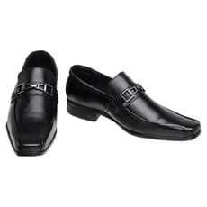 Sapato social masculino Sapato de couro legitimo preto Sapato bico quadrado em couro Sapato esporte fino Masculino