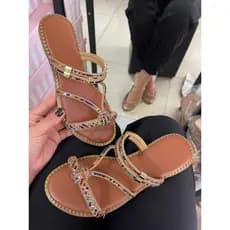 Sandália Feminina Rasteirinha Feminina Sandália feminina plana Rasteirinha Confortável Chinelinho de luxo Confortável