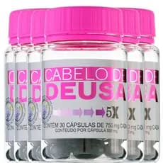 Kit 6x Biotina Cabelo de Deusa Cabelos Pele Unhas - 180 Caps