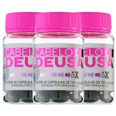 Kit Cabelo De Deusa Antiqueda E Crescimento 5x - Vitamina Tratamento para cabelos, unhas e pele