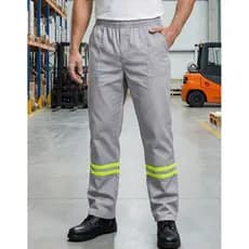 Calça Masculina Brim Trabalho Uniforme Alta Durabilidade Com Faixa Refletiva