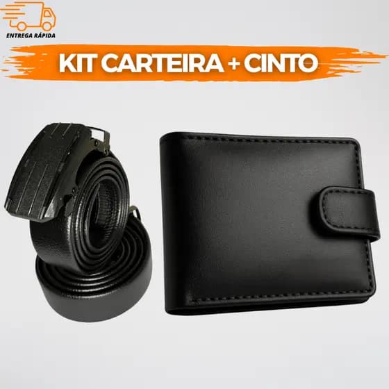 Kit Carteira Masculina Couro + Cinto Masculino Couro Design Elegante e Sofisticado