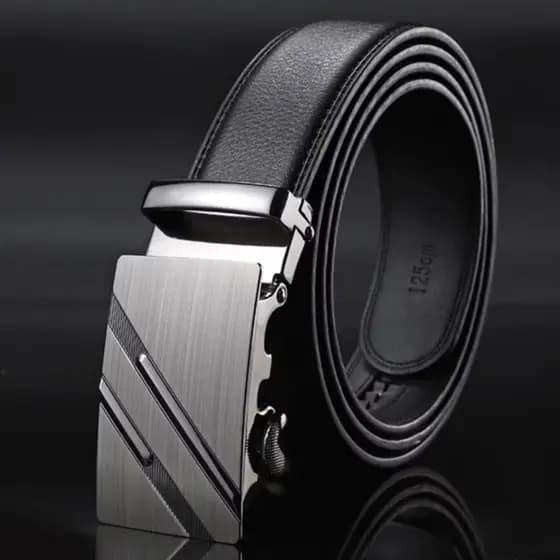 Cinto Masculino Social de Luxo em Couro Sintético Fivela Catraca Automática Ajustável e Elegante
