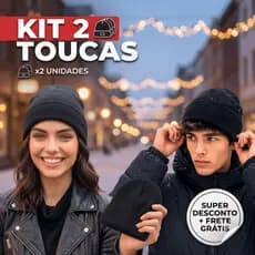 Kit 2 Toucas Térmicas Premium Forradas | Lã Grossa Gorro para Inverno Masculina e Feminina