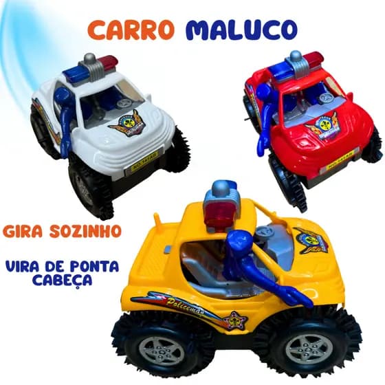 Carrinho de Polícia Automático que Anda e Gira 360º | Carrinho Maluco Infantil