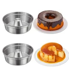Kit 2 Forma de Bolo N 14 Pudim Pequeno Redonda  Assadeira Padaria Cone de Aluminio Redonda