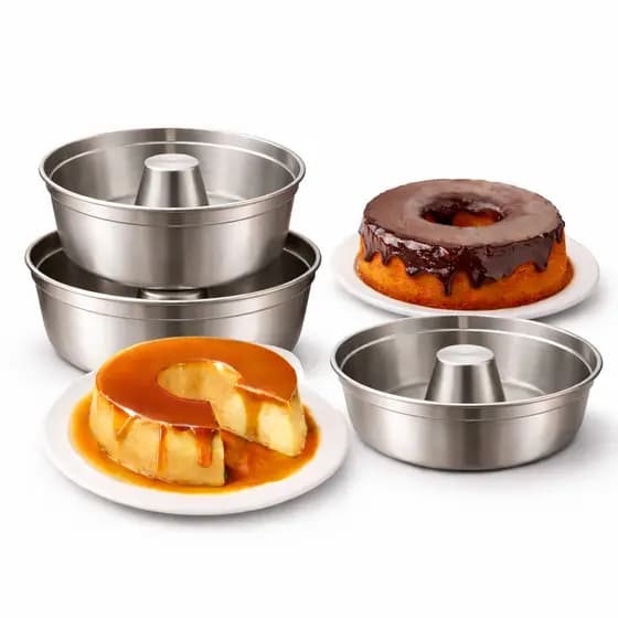 Kit 3 Forma de Bolo N 18 Pudim Pequeno Redonda  Assadeira Padaria Cone de Aluminio Redonda