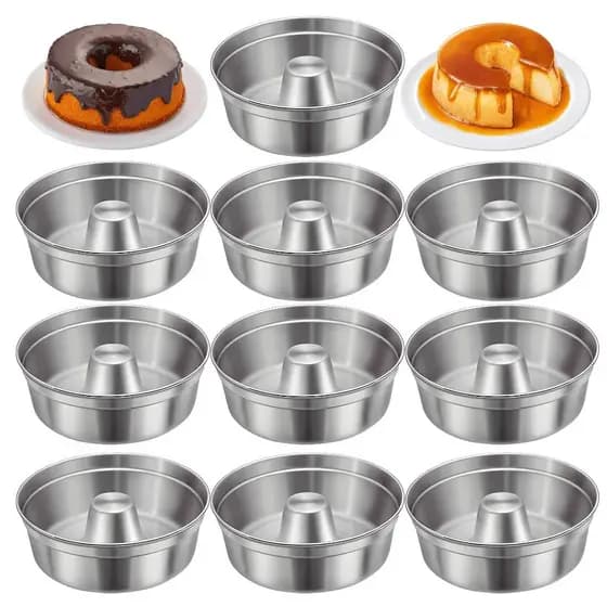 Kit 10 Forma de Bolo N 18 Pudim Pequeno Redonda  Assadeira Padaria Cone de Aluminio Redonda