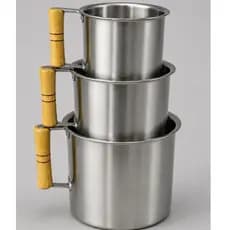 Kit 3 Canecao Com Alças De Madeira Leiteira Fervedor De Aluminio Resistente