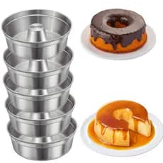 Kit 5 Forma de Bolo N 20 Pudim Pequeno Redonda  Assadeira Padaria Cone de Aluminio Redonda