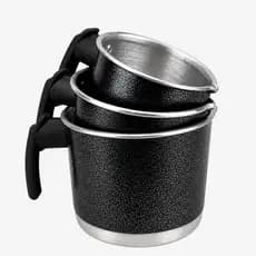 KIT 3 CANECÃO LEITEIRA CANECO FERVEDOR DE ALUMINIO COLORIDO CAFÉ LEITE CABO DE MADEIRA