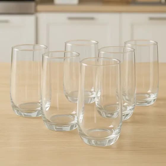 Jogo 6 Copo de Vidro Alto Liso Transparente 360ml Home & Co