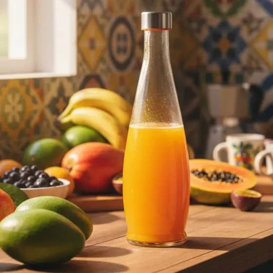 Garrafa de Vidro 1L com Tampa Inox Acqua Vedação Hermética