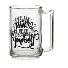 Caneca de Vidro Transparente A La Bonne Luminarc com Escrita Decorada Always Believe 320ml