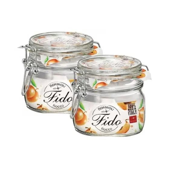 Kit 2 Potes de Vidro com Tampa Hermética 500ml Fido Bormioli Rocco