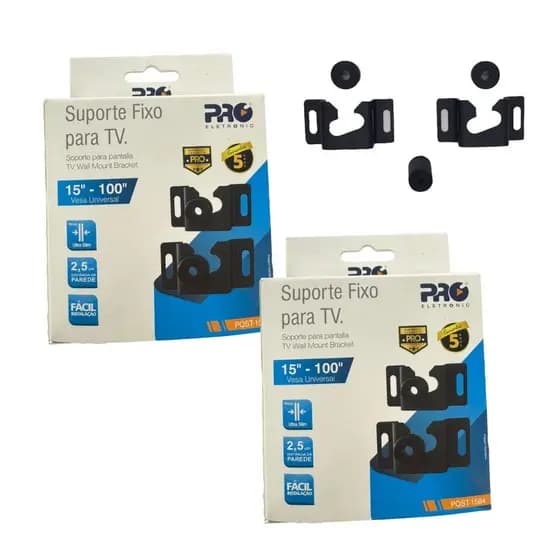 Kit 2 Suporte Fixo para TV LCD e LED de 15 a 100 Polegadas