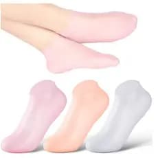 Meia Gel Silicone Par Podologia Hidratação Esfoliação Tratamento Pés Rachados Ressecados Proteção Conforto Cores.