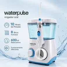 Irrigador Oral Bivolt Waterpulse Portátil 10 Níveis de Pressão 8 Bicos Limpeza Limpador Dental 600ml