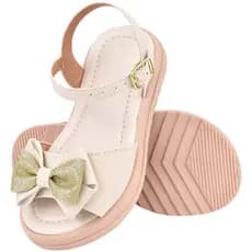 Sandália Infantil Feminina Luxo Laço Gliter Brilho Conforto Tratorada Menina Delicada