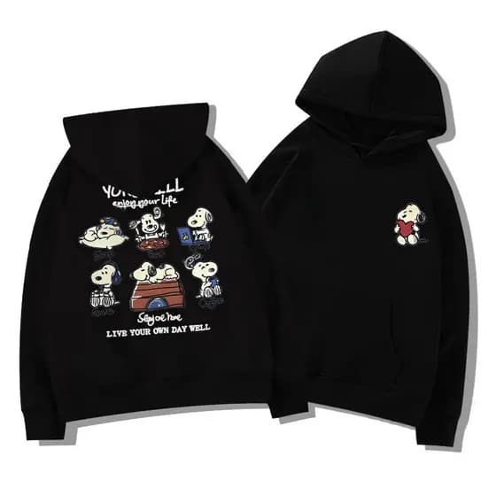 Americano Preguiçoso Solto Chique Desenho Animado Snoopy Moletom Unissex Outono Com Capuz