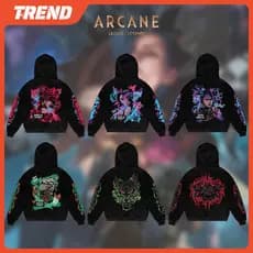 LEAGUE OF LEGENDS ARCANE Moletom Com Capuz Masculino E Feminino VI JINX CAITLYN Estampado  Vintage Casual