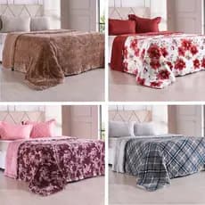 EDREDOM PLUSH BICOLOR Edredom Plush Bicolor Casal Dupla Face Toque Flannel PURPURA - Bene Casa