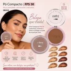Pó Compacto Indiana Beauty Micronizado com FPS30 Maquiagem Beleza Resistente a agua Proteção UV