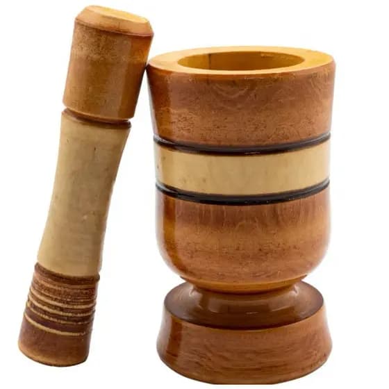 Pilão De Madeira 10 cm Torneado Para Temperos E Alhos