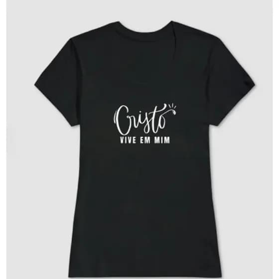 Baby Look Cristo vive em mim - Camiseta Feminina algodão jesus batismo